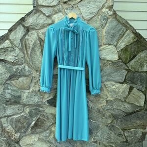 Vintage Teal Long Sleeve Dress